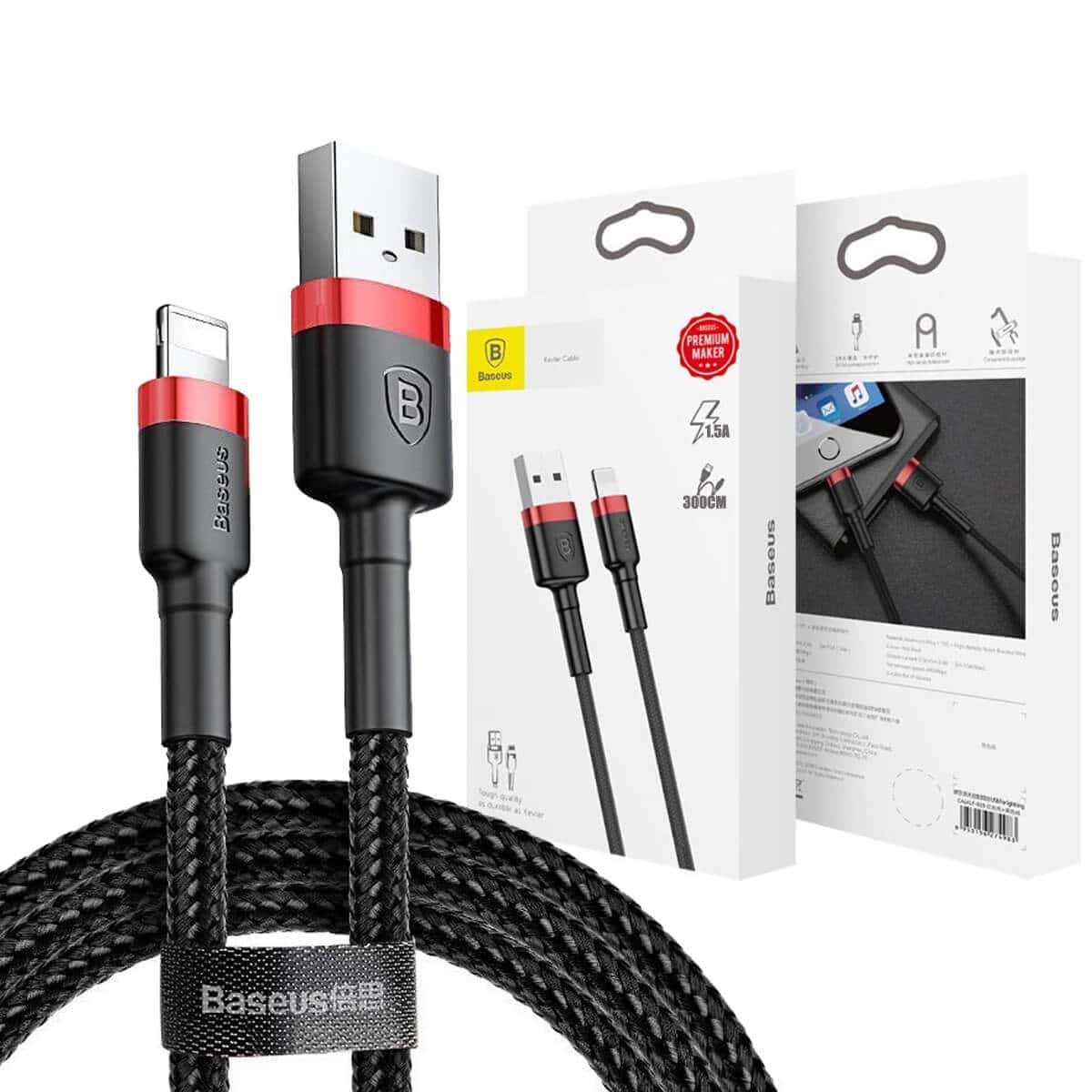 Baseus 3m USB to Lightning Braided Charging Cable Cord For iPhone 14 13 12 11 Pro Max XR XS 10 8 7 Plus 6,iPad, iPod Baseus 3m USB to Lightning Braided Charging Cable Cord For iPhone 14 13 12 11 Pro Max XR XS 10 8 7 Plus 6,iPad, iPod